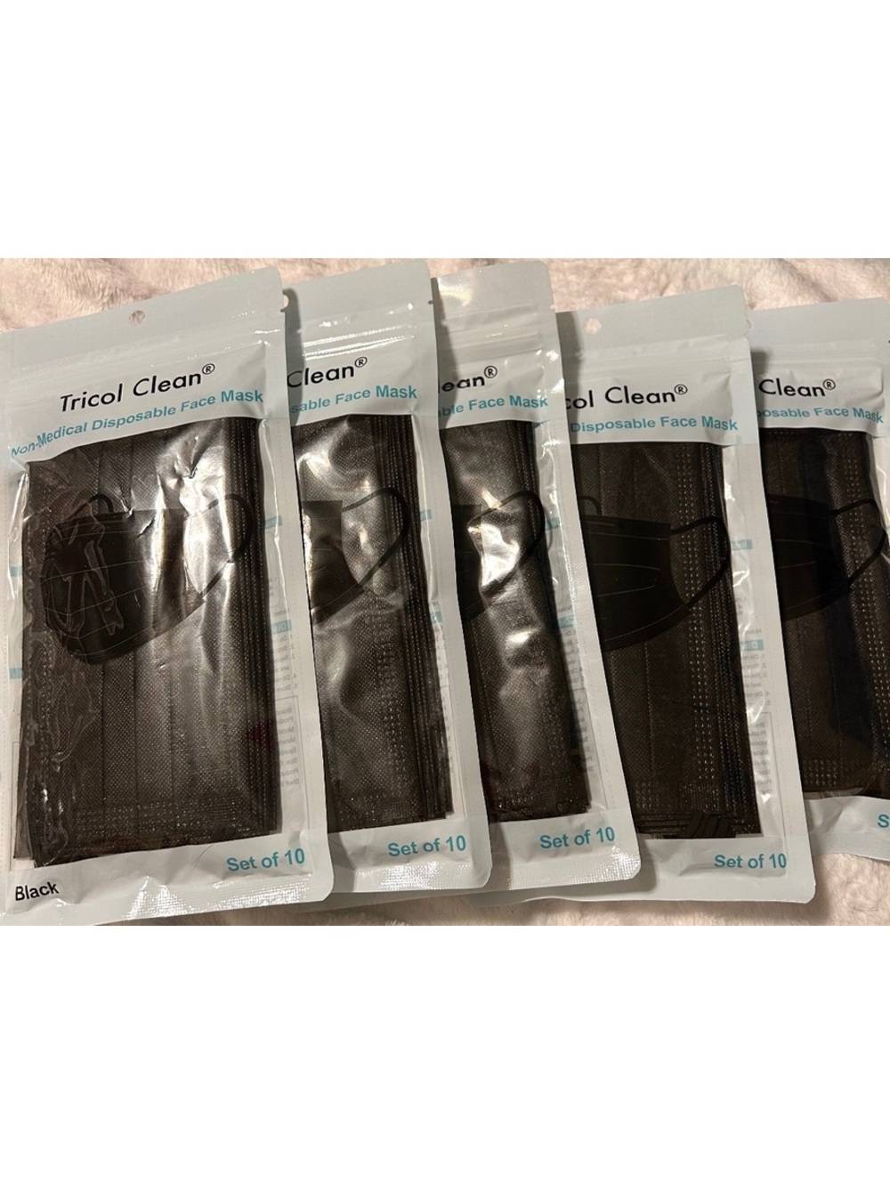 Disposable Black Face Masks - 5 packs